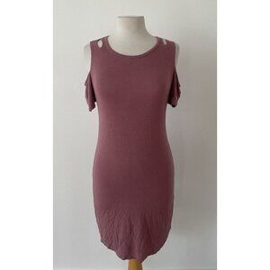 Glitz Casual Light Tan Purple Dress Size Medium